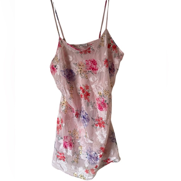 Cinema etoile vintage pink sheer lace Floral Spaghetti Strap Dress slip nightie - Picture 1 of 6